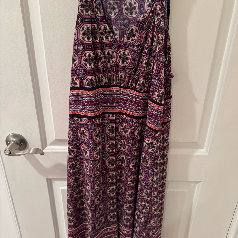 Bohemian Printed Maxi Dress in Purple and Pink size XL by Max Studio